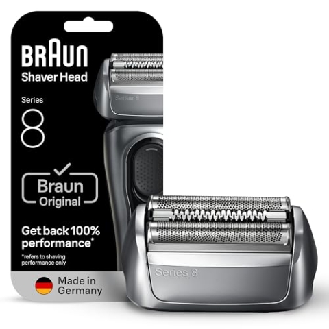 Braun Series 8 Elektrorasierer Scherkopf 83M – ORIGINAL Ersatzscherteil und Rasierer Zubehör vom Hersteller – Made in Germany, Kompatibel mit allen Braun Series 8 Rasierern – Silber