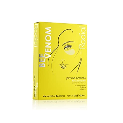 Rodial Jelly Eye Patches Bienengift (Box mit 4 Beuteln), verjüngt und fest, kühlende Gelee-Technologie, Anti-Schwellungen für Unteraugen, Vitamin C für revitalisierte und leuchtende Augen-Optik, Unparfümiert