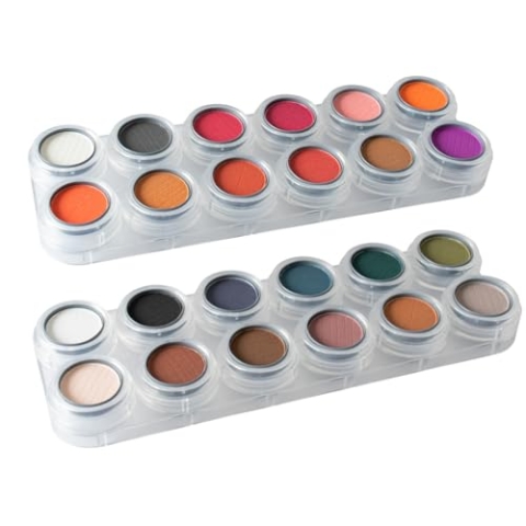 GRIMAS Lidschatten/Rouge Palette RK, 24x2g professionelle Eyeshadow-Farben in kalten und warmen Tönen, für Alltag, Ausbildung, Studio und Theater