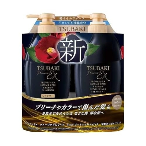 Tsubaki Premium EX Damage Care & Repair Shampoo & Conditioner Set – 400ml + 400ml (2024) – Reparatur und Stärkung für beschädigtes Haar