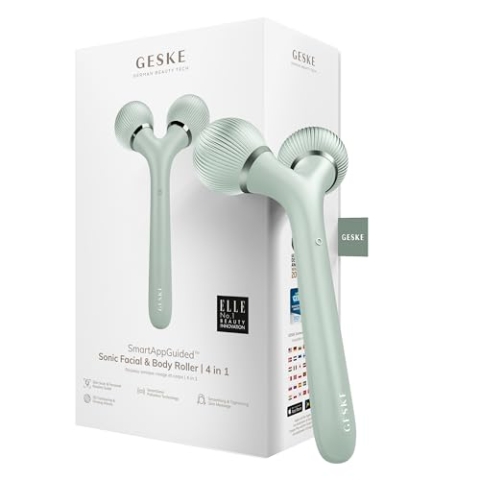 GESKE | SmartAppGuided™ Sonic Facial & Body Roller | 4 in 1 | Derma Roller | Gerät für Gesicht und Körper | Professioneller Gesichtsroller | Strafft und definiert Körper und Gesicht