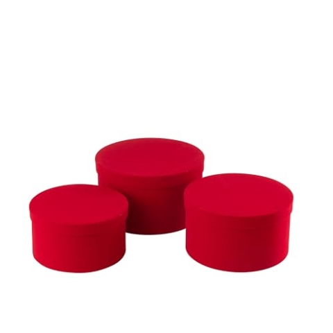 J-Line SET VON 3 DOSEN FLACH VELOURS PAPIER ROT