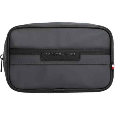 Tommy Hilfiger Herren Kulturbeutel Repreve Washbag mit Logo, Grau (Dark Grey), Einheitsgröße