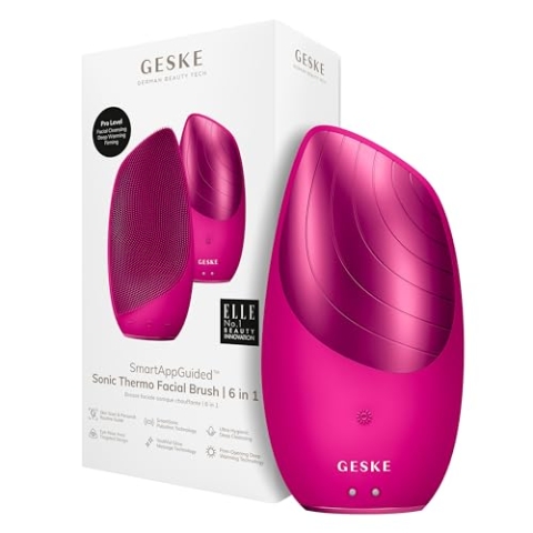 GESKE | SmartAppGuided™ Sonic Thermo Facial Brush | 6 in 1 | Hautreinigung | Reinigungsbürste mit Wärmefunktion | Gesichtsmassagegerät | elektrische Gesichtsbürste | Gesichtsreinigungsgerät