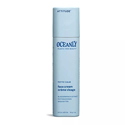ATTITUDE Oceanly Face Cream Stick, EWG Verified, Plastic-free, Plant and Mineral-Based Ingredients, Vegan Skin Care Products, PHYTO CALM, Unscented, 30 grams