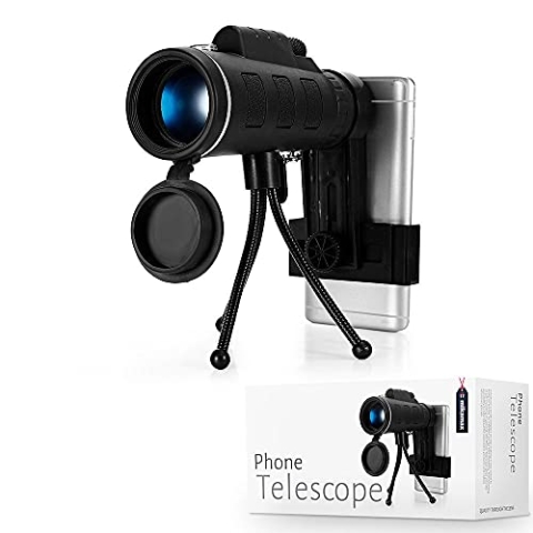 MikaMax - mm - Phone Telescope - Telefon Monokular - Stativ - Verstellbare Halterung - Abmessungen: 15,5 x 8 x 17 cm