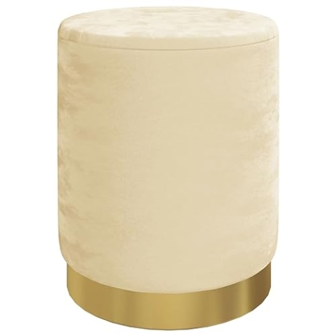 vidaXL Aufbewahrungshocker Rund Sitzhocker Polsterhocker Fußhocker Rundhocker Sitzpouf Pouf Hocker Schemel mit Stauraum Wohnzimmer Aprikose Samt 31 x 37 cm
