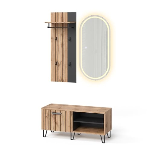 Vicco Garderobe Amber, Eiche Wotan, 100 x 100 cm 3 Teile