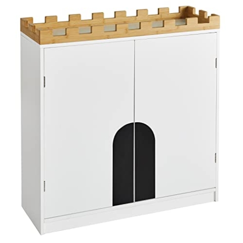 SoBuy KMB44-W Kinder Kommode Kinderregal Kinder Bücherregal Spielzeugregal Aufbewahrungsschrank für Kinder Kinderschrank Kinderzimmerregal im Schlossdesign BHT ca.: 86x87x30cm