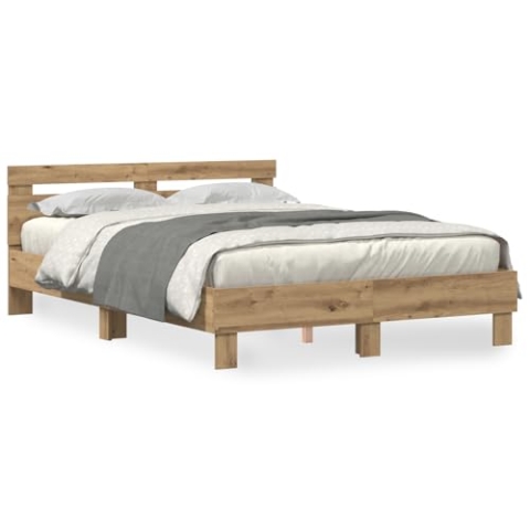 vidaXL Eichenbettgestell Artisan Eiche Holzwerkstoff 140 x 200 cm