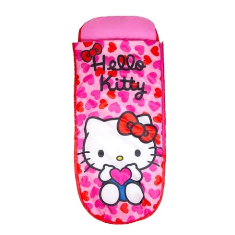 Character World Hello Kitty ReadyBed Kinder Aufblasbares Luftbett und Schlafsack mit Pumpe | Mädchen Reisematratze für Übernachtungen und Camping oder Zuhause