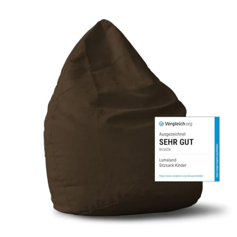 Lumaland Sitzsack Luxury XL Plus 85x65cm | Microvelours Beanbag mit extra weichem & robustem Stoff | Für Erwachsene & Kinder| Ideal geeignet für Kinderzimmer | Sessel & Stuhl Bean Bag [Braun]