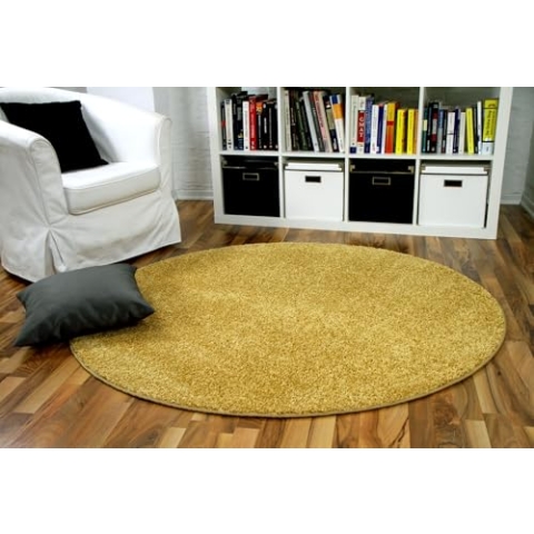 Snapstyle Hochflor Velours Teppich Mona Curry Rund in 7 Größen