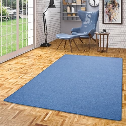 Snapstyle Feinschlingen Velour Teppich Strong Blau, Größe:160x200 cm
