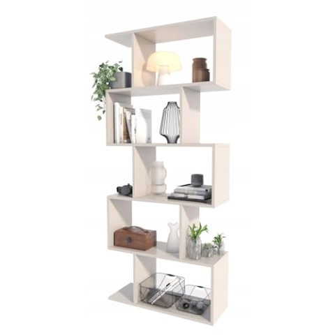 MATKAM BASK Bücheregal aus Holzspanplatten, B/H/T 76,4x176x28cm, Standregal, Würfelregal, freistehend, perfekt als Raumtrenner, in verschiedenen Ausführungen erhältlich (Kaschmir)