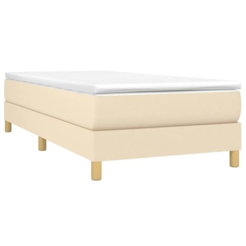vidaXL Bettgestell, Polsterbett Bett für Schlafzimmer, Bettrahmen mit Lattenrost, Schlafzimmerbett Einzelbett, Creme 100x200cm Stoff