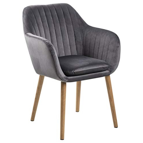 AC Design Furniture Wendy Esszimmerstuhl 1 Stück, Grauer Küchenstuhl, Polstersitz in Samt und Holzbeine auf Eiche, Dunkelgrau/Natur, B: 57 x H: 83 x T: 61 cm