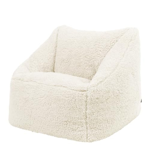 Icon Natalia Teddybär Sitzsack Kinder, Creme, Flauschiger Boucle Stoff, Sitzsack mit Füllung, Bequemer Kinder Sessel, Kuschelsessel, Lese Sessel, Schlafzimmer, Kinderzimmer, Spielzimmer