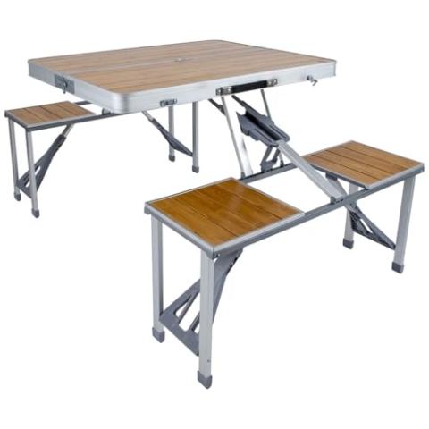Bo-Camp Bambus Picknicktisch, braun/silber