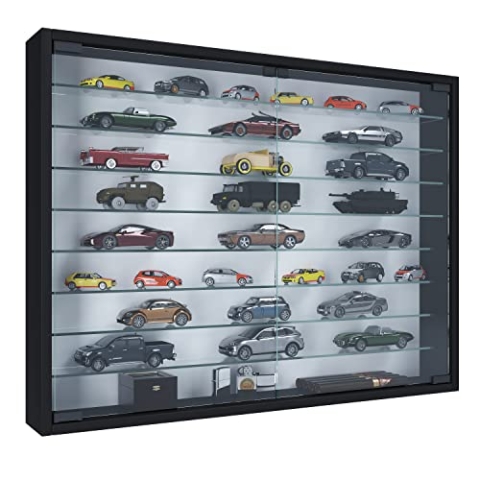 VCM Glasvitrine hängend | Vitrine Glas mit ESG-Sicherheitsglas | Maße: H. 60 x B. 80 x T. 10 cm | Hängevitrine Glas | Modern und platzsparend | Glas Vitrinenschrank - Mandosa XXL