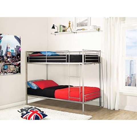 Vente-unique-Etagenbett - 2 x 90 x 190 cm - Silberfarben - DUOTIS II