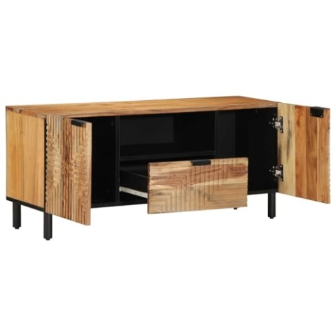 vidaXL Industrieller Akazienholz TV-Schrank mit Stauraumtüren und -schubladen modernes Design für Wohnzimmer oder Heimkino langlebige wetterbeständige Oberfläche 105 x 33.5 x 46 cm Medienmöbellösungen