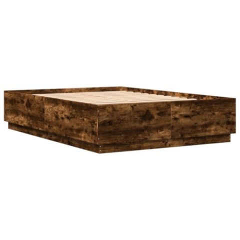 vidaXL Bettgestell, Bettrahmen mit Lattenrost, Bett Modernes Design für Schlafzimmer, Schlafzimmerbett Doppelbett, Räuchereiche 140x200cm Holzwerkstoff