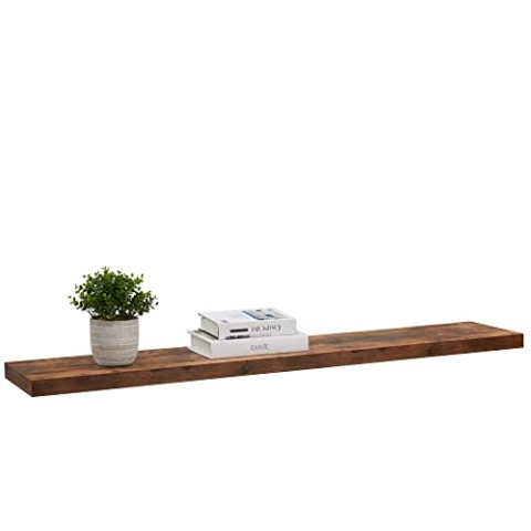 ACAZA Wandregal, schwimmendes Regal, Hängeregal, für Bücher, Fotos, Dekoration, 140 cm, MDF, Industrie-Design, Rustikales Braun