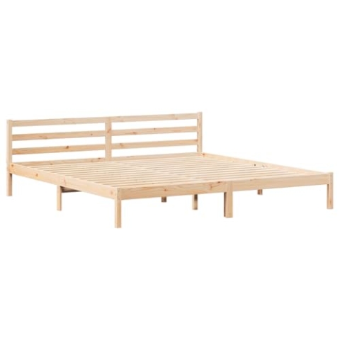 vidaXL Minimalistisches Bettgestell Aus Massivholz Kiefer Naturfinish 210 x 180 cm Langlebiges Design Bequeme Schlaflösung Innenmöbel Schlafzimmer Doppel Lackiert Geräumig