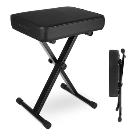 BUDDLEY Klavierhocker verstellbar - Ergonomisches, faltbares Design einfache Portabilität - ideale Klavierbank für Musiker Aller Altersgruppen und Größe
