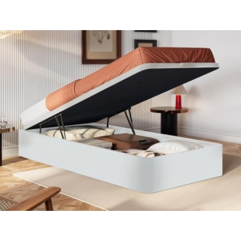 Vente-unique-Bettgestell mit Bettkasten mit Schublade - 90 x 200 cm - Weiß matt- HESTIA von YSMÉE