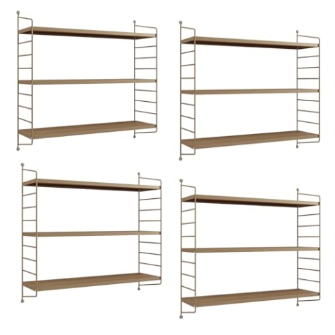 [en.casa] Modulares Wandregal Strängnäs 4er Set Metallregal Hellbraun Hängeregal mit 3 Regalböden Badregal Küchenwandregal Wandablage Wohnzimmer