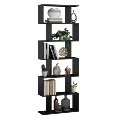 MATKAM BASK Bücheregal MAX aus Holzspanplatten, B/H/T 76,4x210x28cm, Standregal, Würfelregal, freistehend, perfekt als Raumtrenner, in verschiedenen Ausführungen erhältlich (Schwarz)