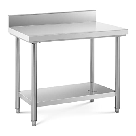 Royal Catering Edelstahl Arbeitstisch mit Aufkantung Gastro-Tisch Küchenarbeitstisch Metzgertisch 100 x 60 cm belastbar bis 400 kg