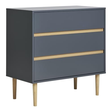 House Nordic Kommode Bisley mit Schubladen | Dunkelgrau | Sideboard | Scandi Style | Nachtschränkchen Groß (3 Schubladen)