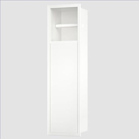 Bernkot Unterputz-Schrankmodul Edelstahl für die Klobürstengarnitur, Badezimmerschrank mit Toilettenpapierhalter,Mit Schiebetür, 63x15x15 cm, Weiß