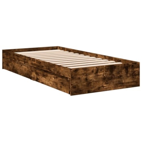 vidaXL Bettgestell, Bett mit Schubladen für Schlafzimmer, Bettrahmen mit Lattenrost, Schlafzimmerbett Einzelbett, Räuchereiche 90x190cm Holzwerkstoff