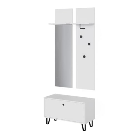 Vicco Garderobenset Siri, Flurgarderobe, Weiß, Set mit Wandgarderoben und Sitzbank