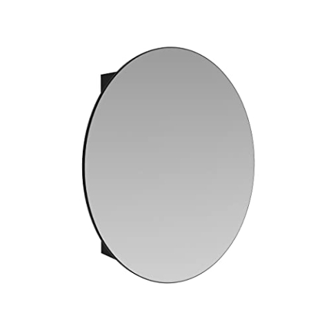 Vente-unique-Badezimmer Hängeschrank oval mit Spiegel - Schwarz - RURI