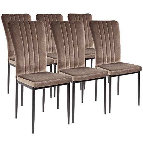 ALBATROS Esszimmerstühle mit Samt-Bezug 6er Set Modena, Braun - Stilvolles Vintage Design, Samt-Bezug, SGS geprüfter Polsterstuhl - Moderner Küchenstuhl, Stuhl Esszimmer oder Esstisch Stuhl