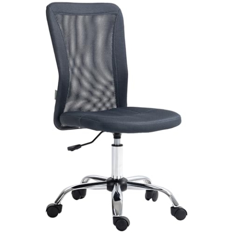 Vinsetto Ergonomischer Bürostuhl Bürostuhl höhenverstellbar verchromtes Gestell 360° drehbar Netzbezug dunkelgrau