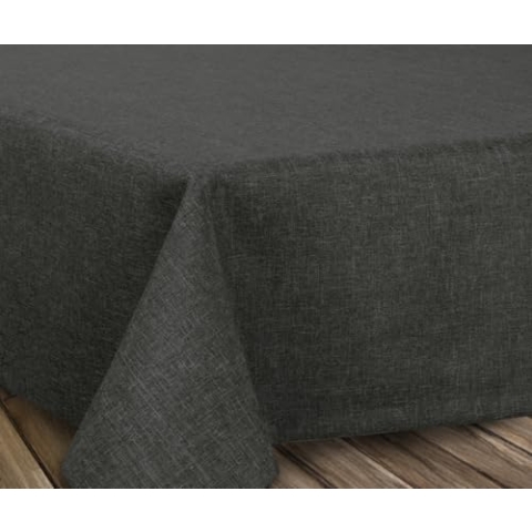 BEAUTEX fleckenabweisende und bügelfreie Tischdecke - Tischtuch mit Lotuseffekt - Tischwäsche in Leinenoptik, Eckig 160x320 cm, Dunkelgrau