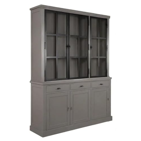 Lunel Vitrinenschrank aus Metall mit 2x3 Türen und 3 Schubladen - Ashford & Co