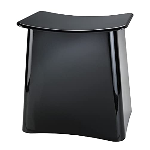 WENKO Maximex Wing Badhocker und Wäschekorb, Hocker mit Deckel und herausnehmbarem Wäschesack, Kunststoff, Fassungsvermögen 33 L, 45 x 48 x 33 cm, Schwarz