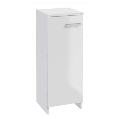.Deftrans Domodomo Badezimmerschrank stehend weiß glänzend 79 x 30 cm Marlena, Badezimmerschrank stehend schmal für kleines Bad, Gästebad, Stauraum…
