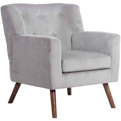 CLP Sessel Kioni mit Cordbezug, Polstersessel mit Armlehnen, Ohrensessel bis 150 kg, Relaxsessel, Fernsehsessel, Wohnzimmer, Farbe:grau