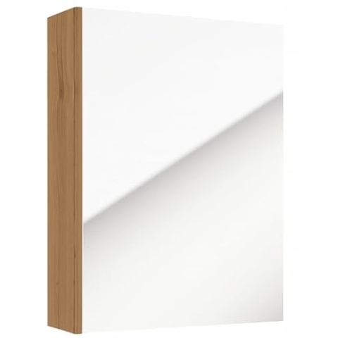 .Deftrans Hängeschrank mit Spiegel 60x50x15 cm – Badezimmer Wandschrank in Eiche Craft – schmal & modern