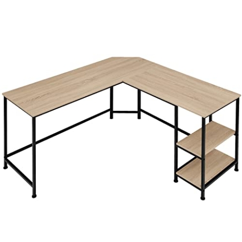 tectake® Schreibtisch L Form, Eckschreibtisch mit Monitoraufsatz, Industrial Schreibtisch, Gaming Tisch, Computertisch, für Home Office, Büro - 138x138x75,5cm - Industrial Holz hell, Eiche Sonoma