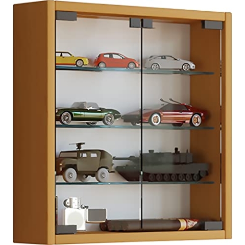 VCM Glasvitrine hängend | Vitrine Glas mit ESG-Sicherheitsglas | Maße ca. H. 40 x B. 40 x T. 10 cm| Hängevitrine Glas | Modern und platzsparend | Glas Vitrinenschrank - Mandosa S Buche