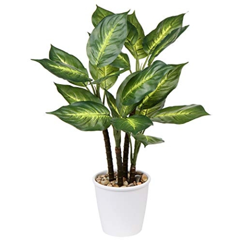 Briful 63CM Kunstpflanze Groß Dieffenbachia Camille Künstliche Tropische Kunstpflanze im Topf für Hausgarten Büro Dekoration